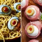 These Halloween appetizers may appear spooky but they are simple and easy to make! Serve these appetizers alongside entrancing drinks and a few sweet Halloween cakes!