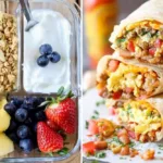Quick and healthy breakfast ideas you can meal prep, yummy and ready in 30 mins or less. You can enjoy your mornings even if you're busy! meal prep, meal prep for the week, meal plan, meal prep recipes, #mealprepideas #breakfastideas #breakfastrecipes via www.sharpaspirant.com