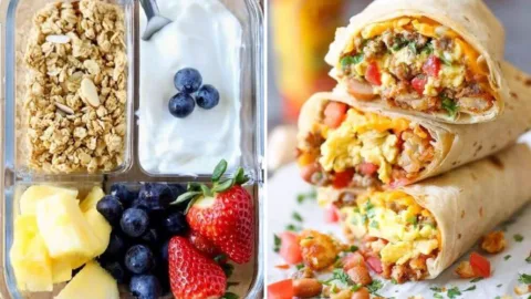 Quick and healthy breakfast ideas you can meal prep, yummy and ready in 30 mins or less. You can enjoy your mornings even if you're busy! meal prep, meal prep for the week, meal plan, meal prep recipes, #mealprepideas #breakfastideas #breakfastrecipes via www.sharpaspirant.com