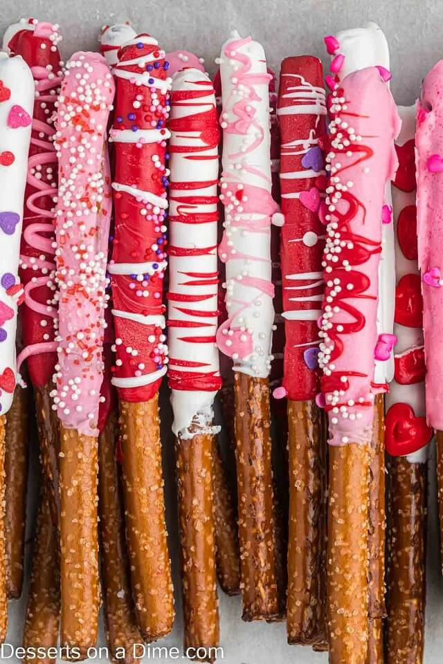 Valentine Chocolate Covered Pretzel Rods