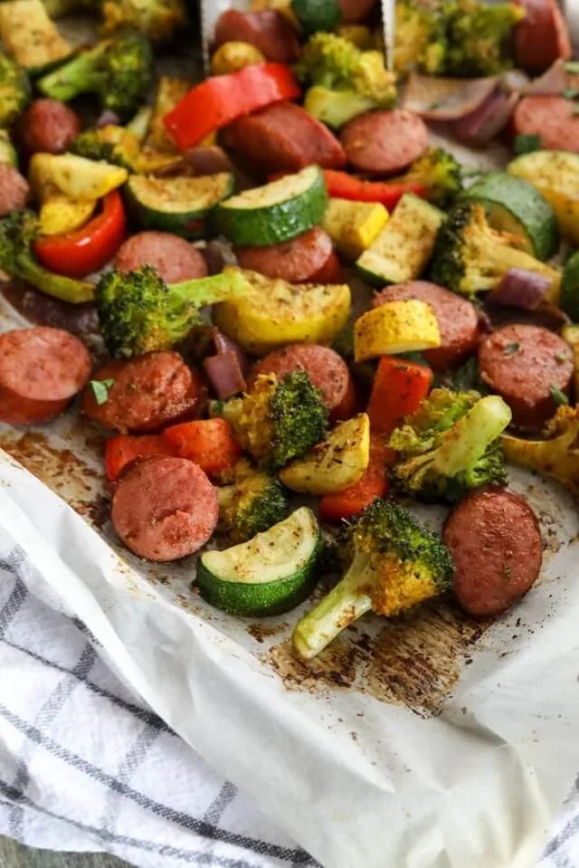 Keto Sheet Pan Sausage & Veggies