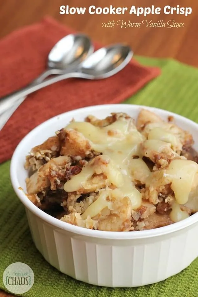 Apple Crisp with Warm Vanilla Sauce