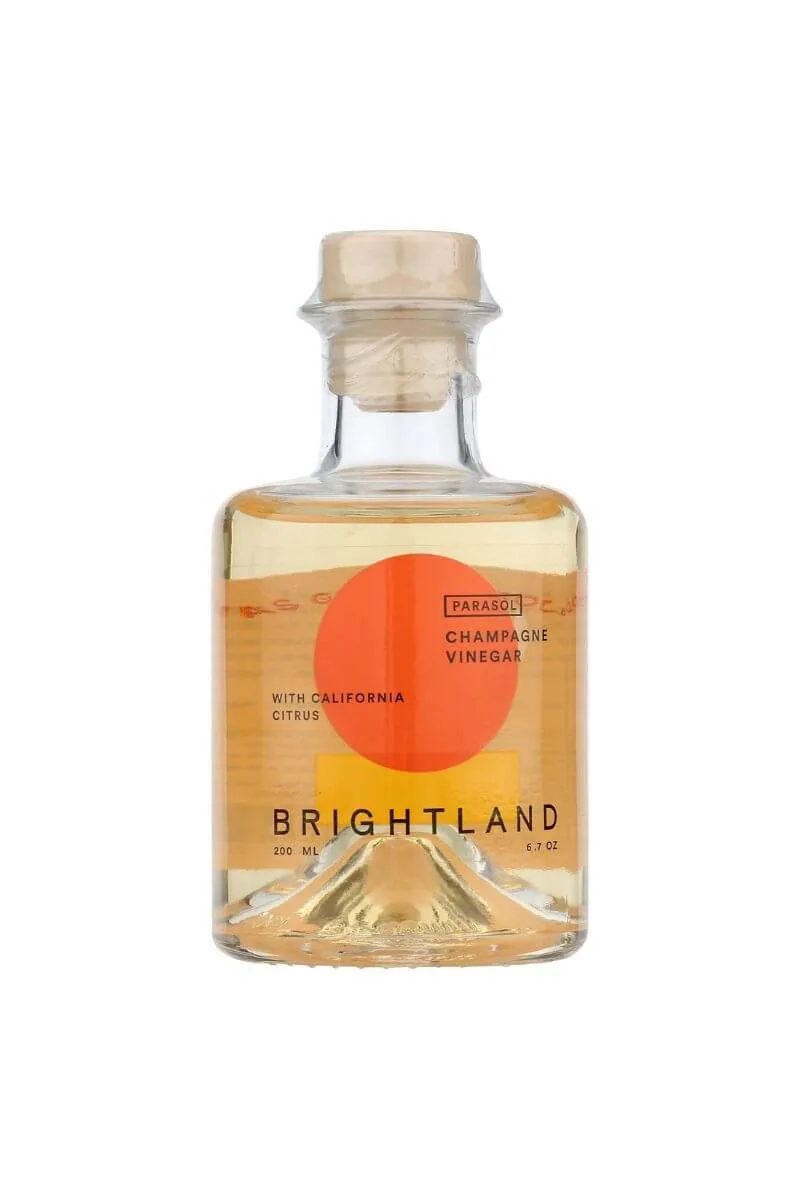 Premium champagne vinegar in a minimalist designer bottle for light spring salad dressings.