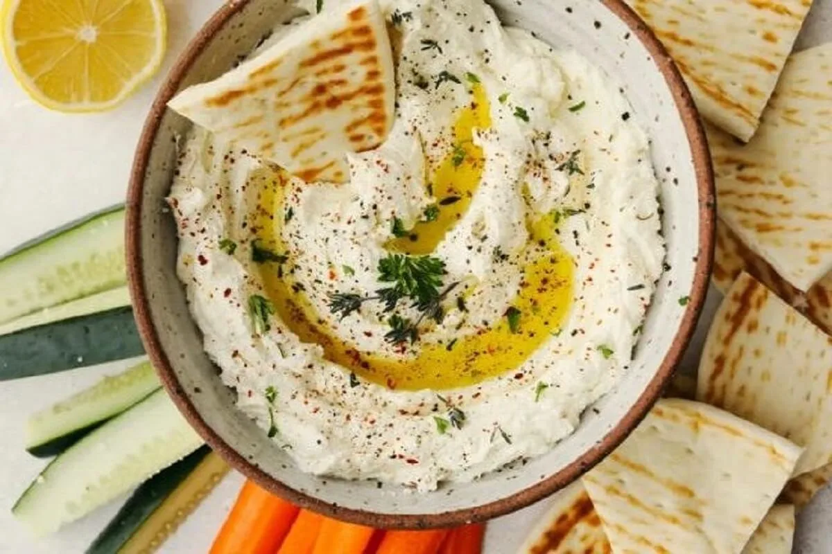 A good whipped feta as a soft landing for crisp veggies.