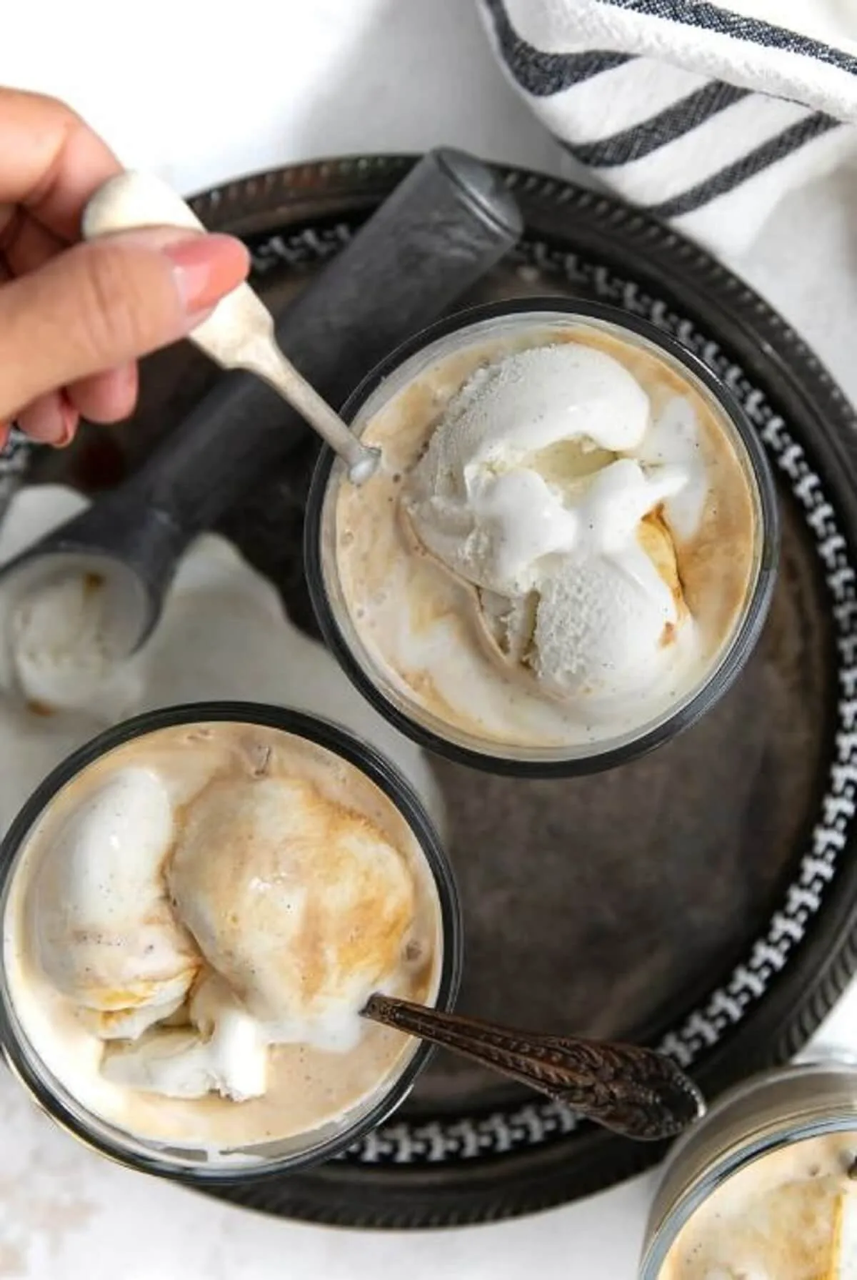 simple affogato dessert served in clear glassware